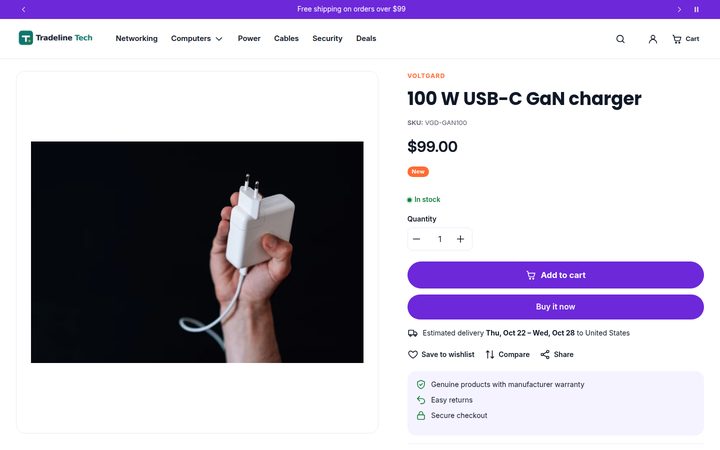 Product page in the Gizmohaus colours
