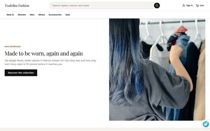 More Fashion sections: an editorial story block and best sellers