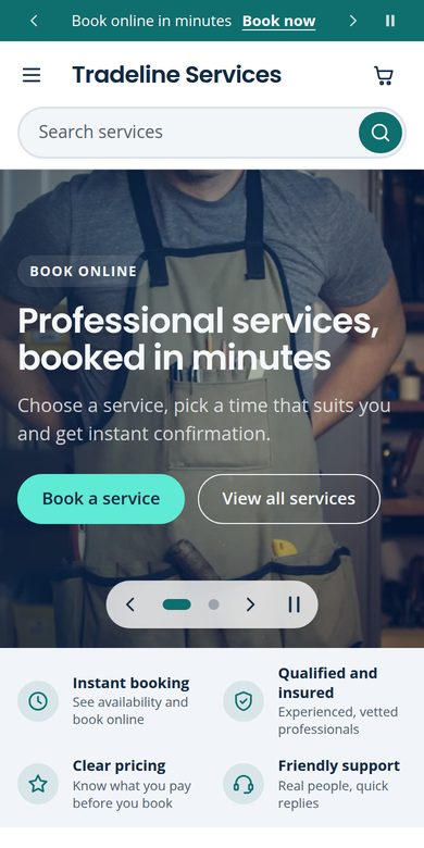 Services & Bookings style on a phone